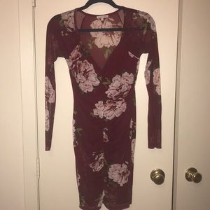 Wine color midi floral dress from Charlotte Russe